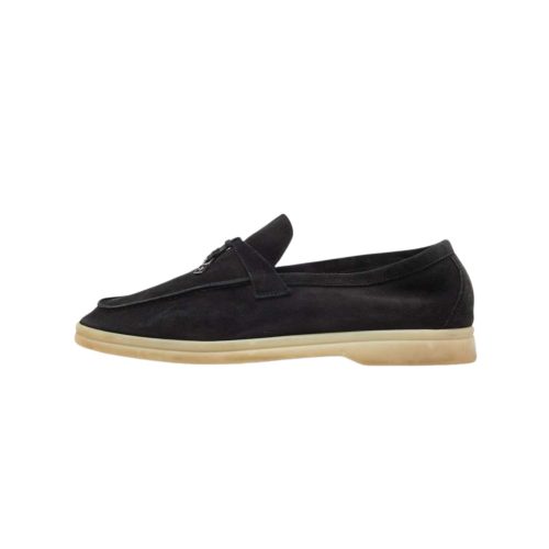 Loro Piana Women's Summer Charms Walk Suede Loafers Black