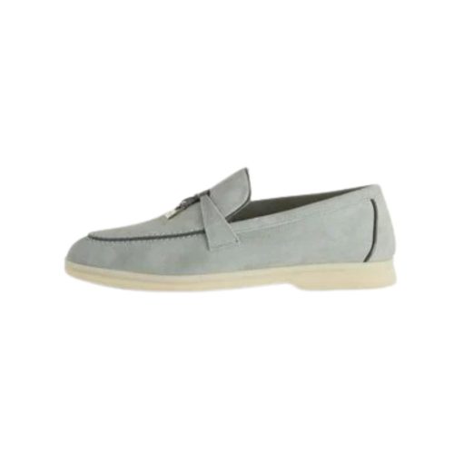 Loro Piana Women's Summer Charms Walk Suede Loafers Grey