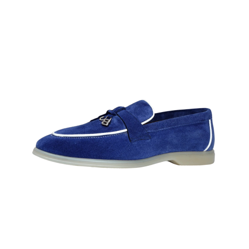 Loro Piana Women's Summer Charms Walk Suede Loafers Blue